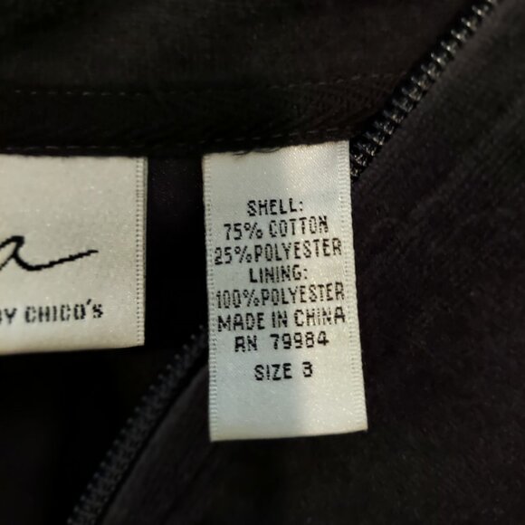 Chico's Spa Womens XL jacket Zip Charcoal Velour Beaded Quilted Embossed design - Picture 13 of 14